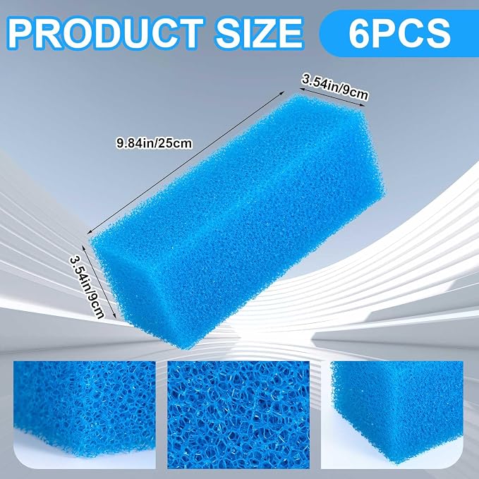 Threlaco 6 Pack Foam Filters Compatible with AquaClear 110 Power Filter, Aqua Clear A623 Aquarium Filter, Foam Insert Sponge Pads for Use in Freshwater & Saltwater Aquarium (Blue)