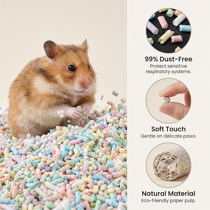 Rabbit Bedding Guinea Pig Bedding : Odor Control & Moisture Absorbent Natural Paper Pellet Bedding - for Small Animal Guinea Pigs, Rabbits,Hamsters (Colourful, 2.2 lb)