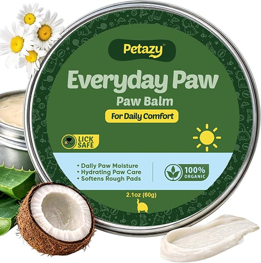 Petazy Dog Paw Balm – Everyday Formula for Daily Paw Moisturizing & Maintenance | Lick-Safe, Natural Hydration with Beeswax & Vitamin E | Paw & Nose Balm for Dogs & Cats, 2.1 oz