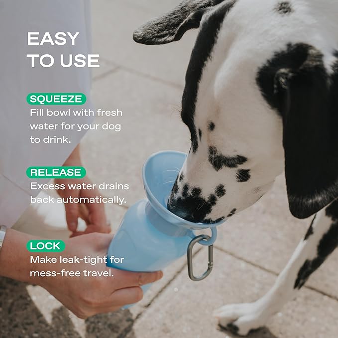 Springer Dog Water Bottle | Portable Travel Drinking Feeder Dispenser for Dogs & Puppies | As Seen on Shark Tank | Leak-Proof Bowl | BPA-Free | Outdoor Walking, Hiking & Travel | 22oz Classic Poppy