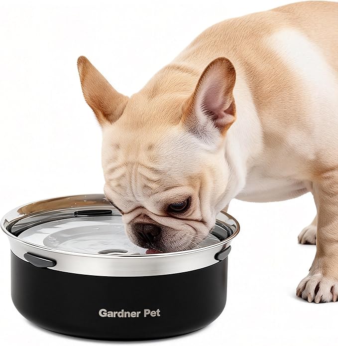 Gardner Pet Slow Water Bowl for Dogs – No Spill, Anti-Splash Floating Plate Design, Slows Drinking to Reduce Mess, Keeps Water Clean & Floors Dry, 2L