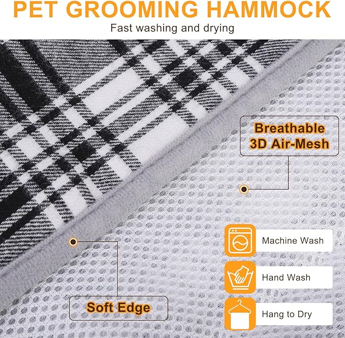 BEAUTYZOO Dog Grooming Hammock for Large Dogs, 11-15" Leg Spacing Up to 60lbs, Thick Breathable Dog Sling for Nail Trimming, Anti-Escape Harness Wide Neck Support, Grooming Sling for Dogs Cats
