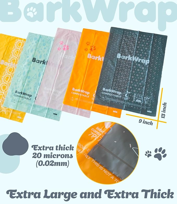 Biodegradable Compostable Dog Poop Bags Rolls – 240 Raspberry Scented Bag Extra Thick Plant Based Leak-Proof Dog Waste Bags, Easy Open, Certified Home Compostable Earth Friendly 10% To Charity