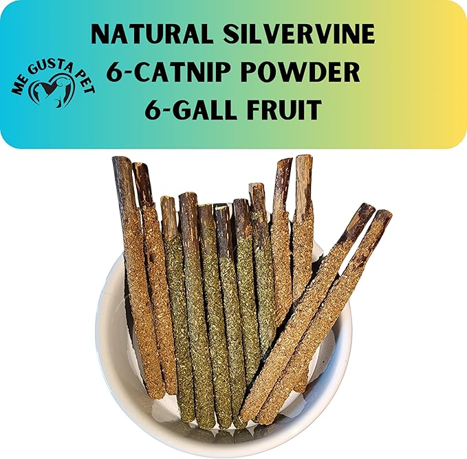 12 Pack Silvervine Sticks Cat Toy, Natural Chew Stick for Dental Care Teeth Cleaning,Matatabi Cat nip Treat Toys for Indoor Cats & Kittens Catmint Silvervine Blend Sticks