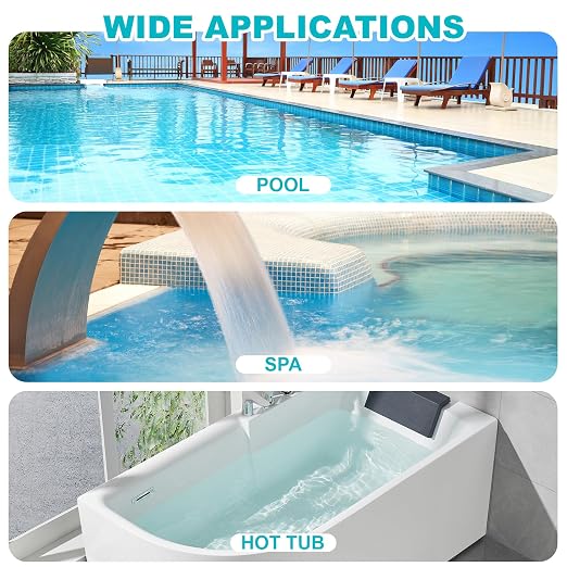 Salt-Water Pool Test Strips Kit: 150 Counts 8-in-1 for Salt Water Pool Testing Kit, Salt Pool Test Strips for Hot Tub Spa Testing Salt Chlorine pH and More