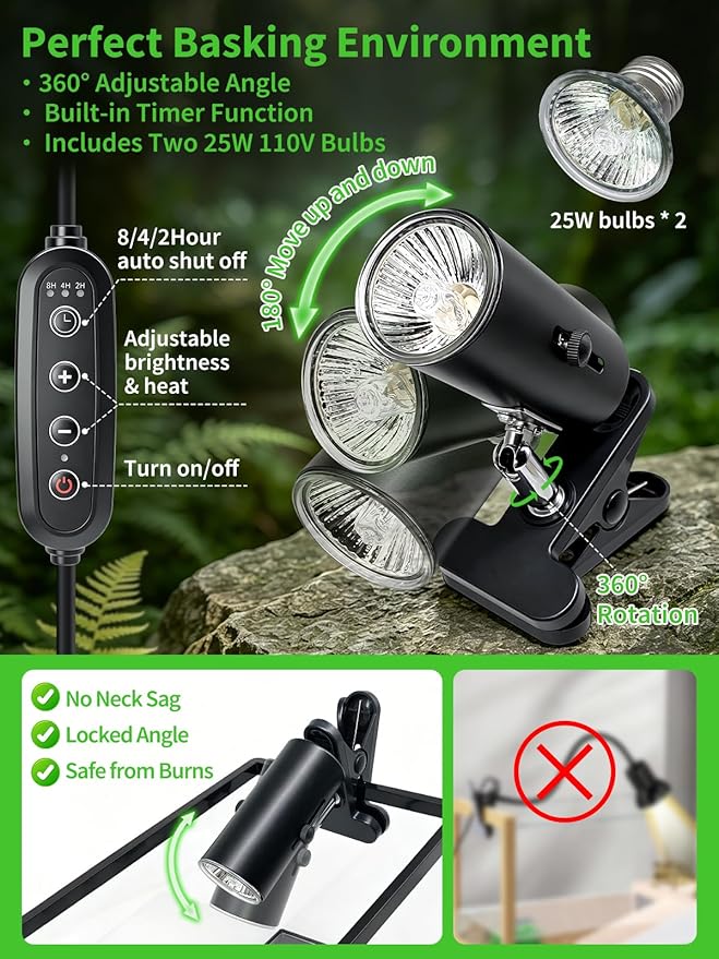 15.7in Turtle Tank Starter Kit with Basking Platform, Hang-on-Back Tank Filter, Adjustable Flow Pump & 360° Timer Basking Light, Bottom Drainage Reptile Aquarium for Small Turtles Aquatic Pets