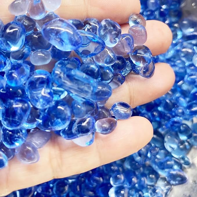 OEEKOI Sea Glass Stones, 1LB Clear Glass Pebbles Marble Aquarium Fish Tank Rocks Gravel for Turtle Tank, Vase Fillers, DIY Crafts, and Home Decor-Colorful