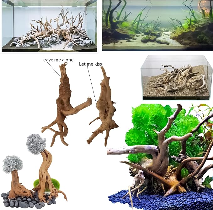 Vmiapxo 8-Pack Natural Driftwood, Sinkable Spider Wood (3.15''-4'') | Assorted Shapes Drift Wood, Aquarium Decor, Reptile Terrarium & Fish Tank Wood Branches Decoration
