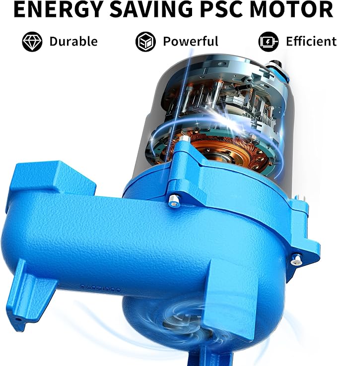 FOTING 1.5HP 9000GPH Sump Pump Submersible Sewage/Effluent Pump | Heavy Duty Cast Iron Automatic/Manual, 2'' NPT Discharge Septic Pump for Sump Basin/Residential/Sewage/Basement, Blue