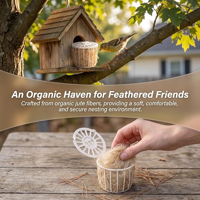 2-Pack Natural Jute Bird Nesting Material for Parakeets Canaries Finches Soft Comfortable Bird Bedding Cage Accessory for Breeding and Rest