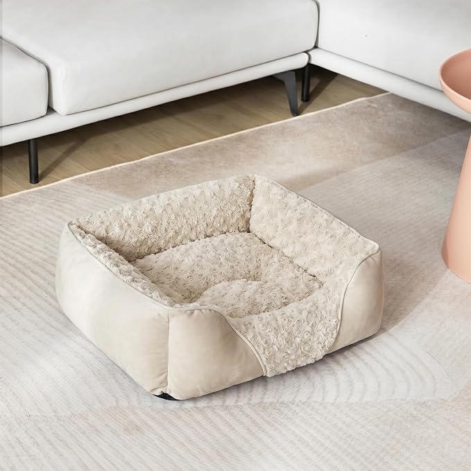 INVENHO Medium Dog Bed Rectangle Washable Orthopedic Soft Calming Sleeping Durable Pet Cuddler with Anti-Slip Bottom