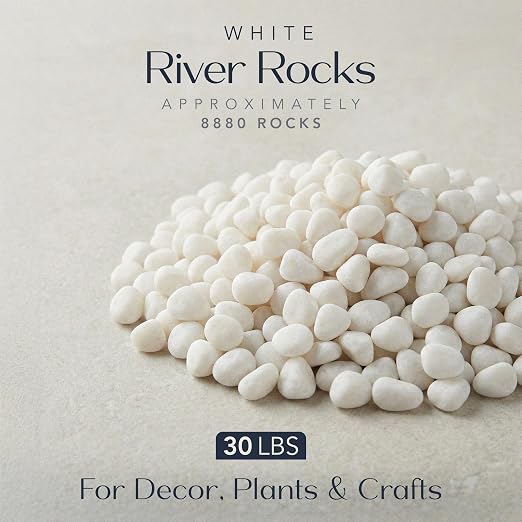 Royal Imports River Rocks, Aquarium Gravel – White 0.5"- 0.75" - 30 lbs | Decorative Ornamental Vase Filler Pebbles for Potted Plants, Terrariums, Vases, Succulents, Fish Tank Gravel, DIY & Crafting