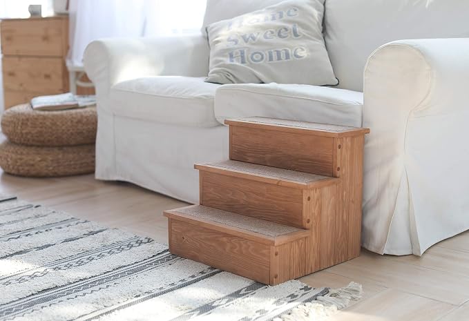 Zoovilla PTR0082212010 Yorkshire Dog Step with Storage, Natural Wood, 15.55″D x 17.50″W x 14.76″H