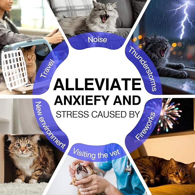 Calming Collar for Cats 8 PK Cat Stress and Anxiety Relief Pheromone Collar for Cats Anti Aggression for Cats Cat Meowing Stopper Cat Calming Collars for 30 Days Adjustable Waterproof Rapid Effect