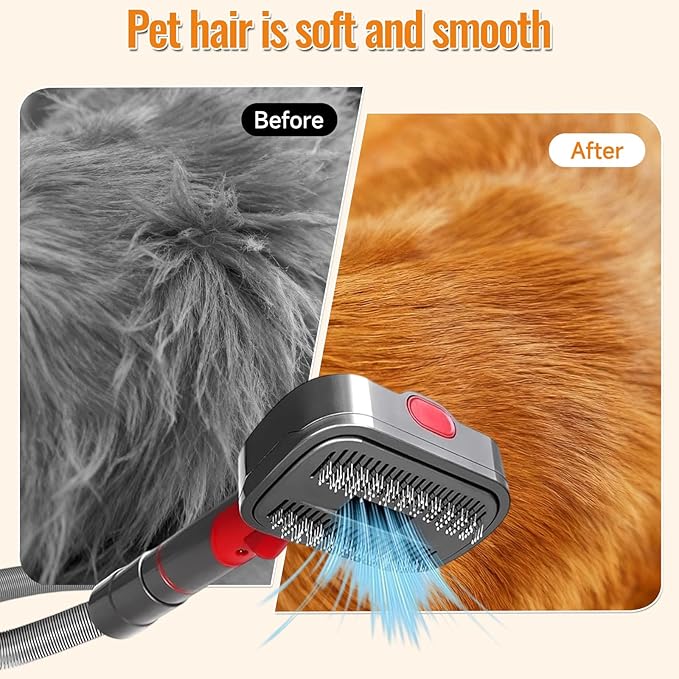 Pet Grooming Kit Dog Hair Vacuum Attachment for Dyson V7 V8 V10 V11 V15， Pet Hairs Parts Head Replacement，Effective Grooming & Cleaning， Hair Grooming Tools for Dog and Cat， 4 Pack
