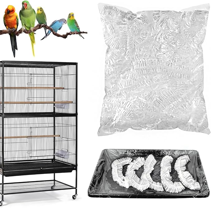 50 Pack Disposable Bird Cage Liners, Clear Plastic, 24 * 16 Inches, Leak-Proof, Universal Tray Liner Bags for Parrots, Canaries, Cockatiels