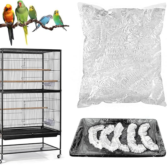50 Pack Disposable Bird Cage Liners, Clear Plastic, 24 * 16 Inches, Leak-Proof, Universal Tray Liner Bags for Parrots, Canaries, Cockatiels
