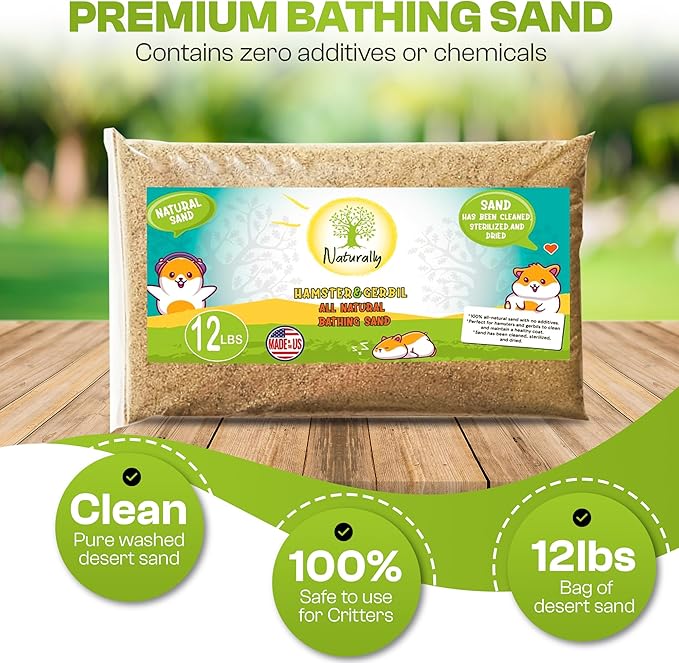 (12lb Bag) Hamster or Gerbil Bathing Sand Litter- All Natural Dry Desert Sand