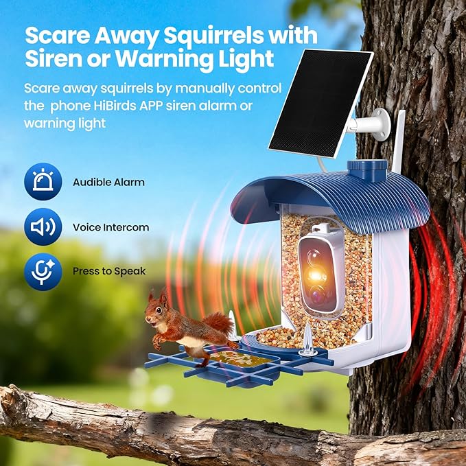 Smart Bird Feeder with Camera : 2K HD Video Live Stream, AI Birds Species Identification ＆ Instant Arrival Alerts, Solar Bird Feeder Camera for Outdoor Backyard - Ideal Gifts for Mom Dad Birdlovers