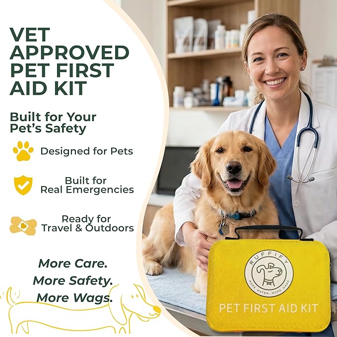 Dog and Cat First Aid Kit – Vet Approved, 74 Essential Items Pet Emergency Kit Accessories for Car, Travel, Hunting, Hiking & Camping Gear with Mini Pouch for Home, Office & Outdoor Adventures