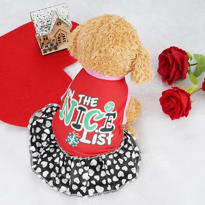 Pistha 4 Pack Adorable Puppy Dog Printed Clothes for Small Dogs - Girl Holiday Apparel Dresses(M)