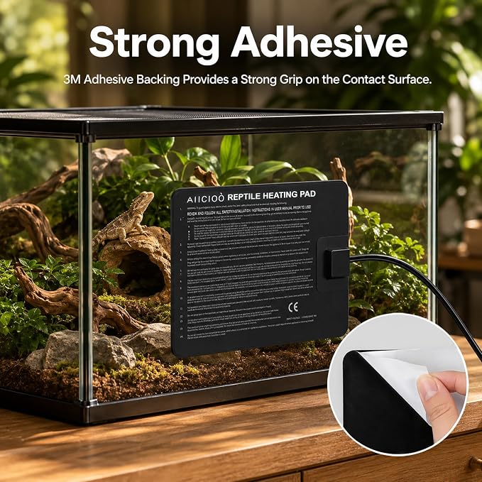 Aiicioo Under Tank Heater Thermostat - Reptile Heating Pad with Temperature Control Reptile Heat Mat for Combo Set for Hermit Crab Lizard Terrarium 8W