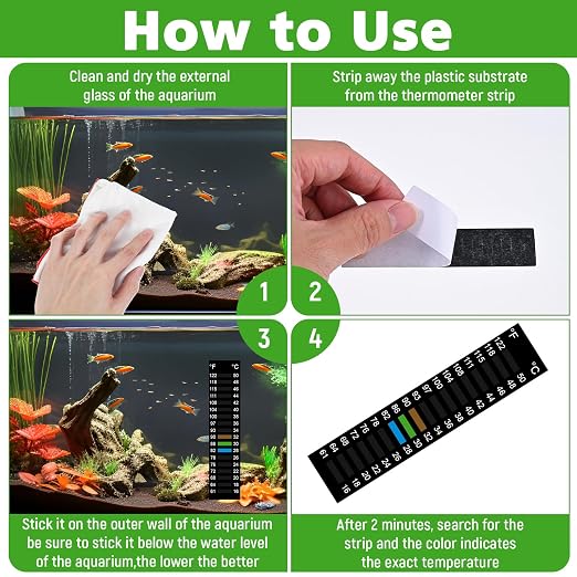 10 Pcs Easy-to-Read Fish Tank Thermometer Stick On Aquarium Thermometer Strip Adhesive Temperature Sticker Display Digital Temperature Strips for Fish Tank Aquariums, 61-122℉ (16-50°C)