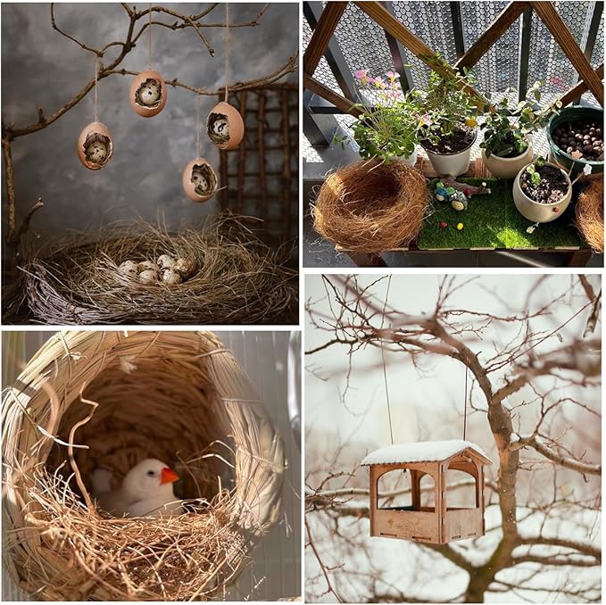 Natural Mixing Bird Nesting Materials,4 Kinds of Material Professional Ratio Matching Nesting Material Pads for Bird,Bird Nesting Material for Budgie,Parrot,Finche,Canaries,Other Birds（2.8oz/80g）