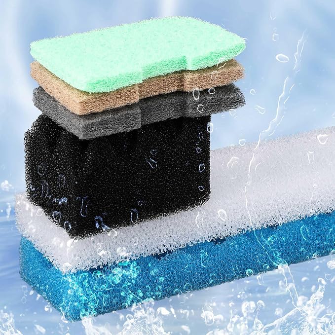 Threlaco 32 Pcs Filter Media Compatible with 406/407 Filters, Aquarium Replacement Maintenance Kit Including Biological Sponge, Ammonia/Phosphate/Nitrite Remover Pad, Aquarium Towel, Grease