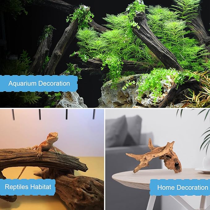 Aquarium Driftwood Natural Aquarium Decoration Tree Trunk with Rockery View Driftwood Landscaping Decoration Dead Wood Root Decor Hideouts (Random Shape) 5-10cm