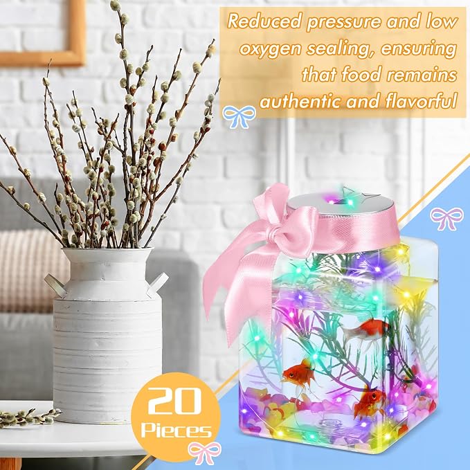 20 Pcs 17oz LED Plastic Fish Bowls, Clear Shatterproof Glowing Vases with Ivy, Plastic Fish Tank Unbreakable Aquarium for Carnival Games, Party Home Decoration