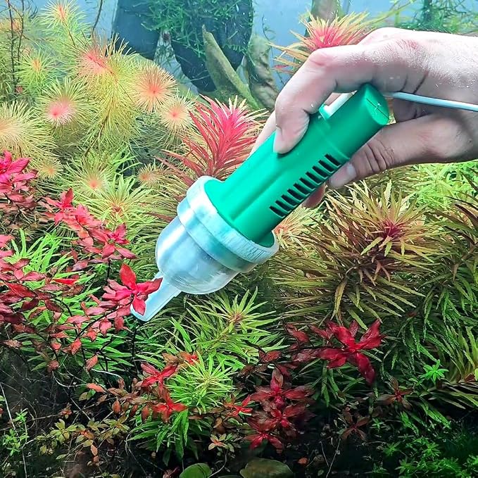 Aquarium Spot Vacuum for Gravel, Sand & Aquasoil, Electric Aquarium Cleaner, Removes Debris Without Removing Water (No Water Change Needed), Fully Submersible, Compact Design for Tight Spaces
