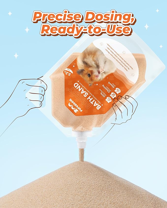 Hamster Bath Sand, 35oz Natural Desert Sand | Dust-Reduced Potty Litter Sand forHamster Gerbil Syrian Mice and Other Small Animals (Brown)