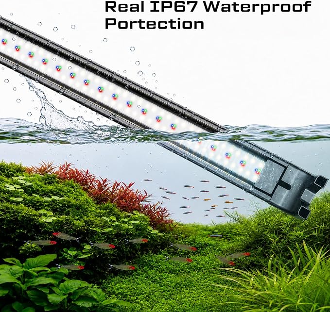 36-45in Freshwater Aquarium Light, RGB+W Fish Tank Light | 24/7 Timer with Remote, Full Spectrum Aquarium IP67 Plant Light, Dimmable RGBW Brightness, Plant&Fish Preset Modes, DIY Mode