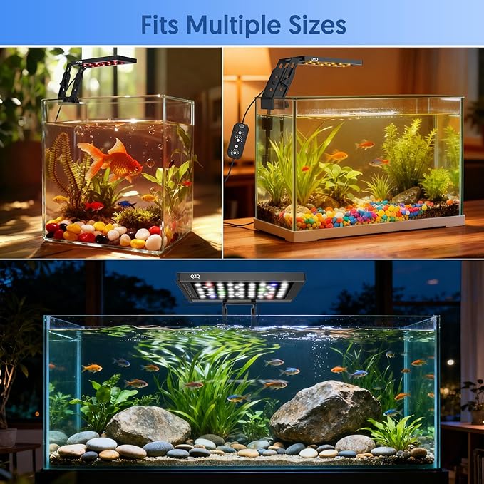 QZQ Fish Tank Light – Aquarium Light 24/7 Mode LED Aquarium Lights for Fish Tank with Adjustable Timer/Brightness, Aquarium Plant Light (12W for 7–12 Inch Tank)