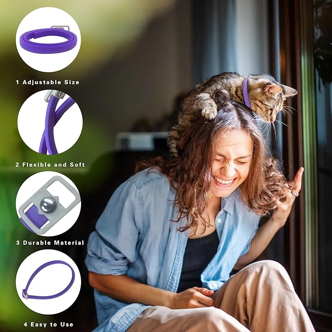 Simnice 4 Pack Calming Collar for Cats - Cat Pheromone Calming Collar Reduce Anxiety Stress for Pets, Long-Lasting Cat Calm Collars Adjustable Calm Collars for Cats