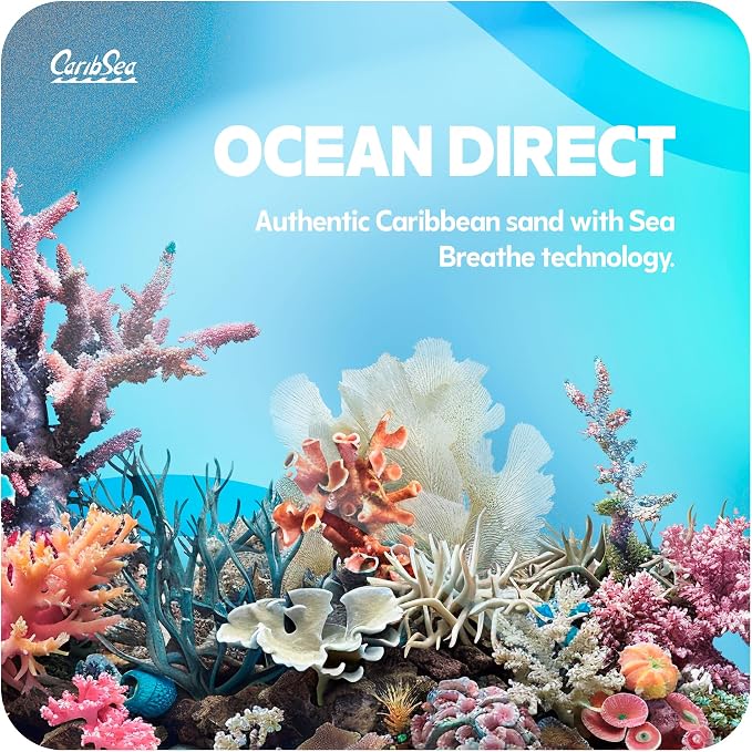 CaribSea Ocean Direct Natural Live Sand – 20 lb – Natural Aragonite Sand for Saltwater Aquariums – Sea Breathe Technology – Short Setup Time