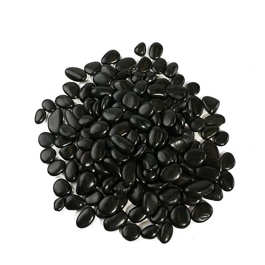 120 LBS River Rocks, StoneCreek, Decorative Garden Stones for Plant Landscaping, Polished Gravel Filler Pebbles for Home Decoration, Vases, Succulents, Flower Beds and Fish Tanks (Black, Medium)