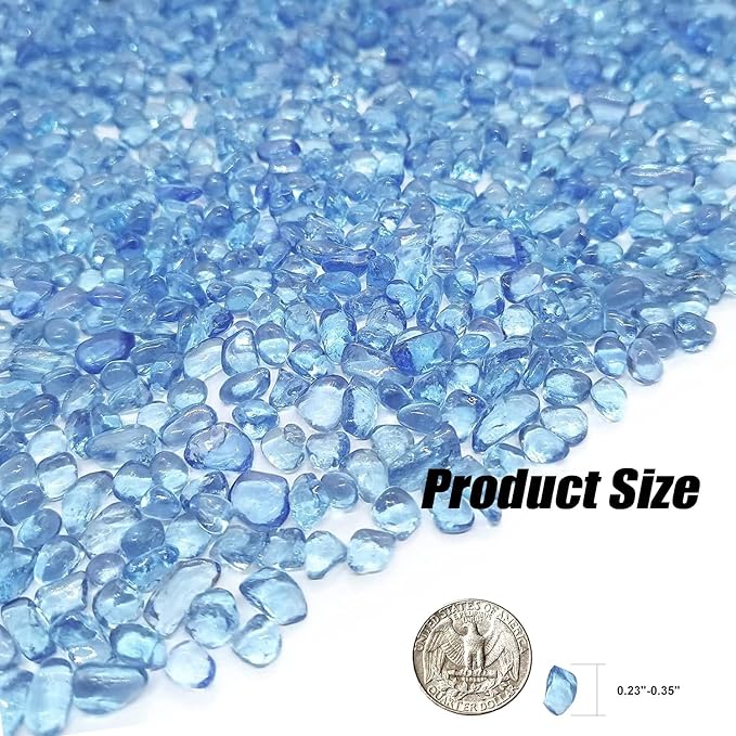 Keedolla 2 lbs/900g Aquarium Sea Glass Stones, Clear Glass Pebbles Marble Aquarium Fish Tank Rocks Gravel for Turtle Tank, Vase Fillers, Christmas Decoration - Light Blue
