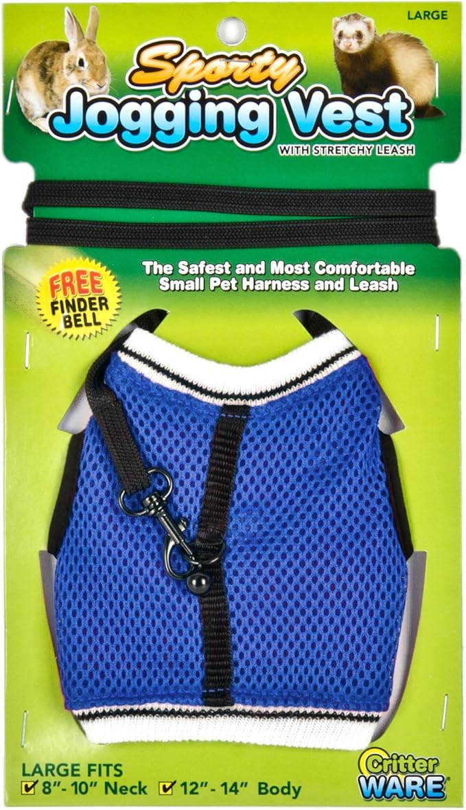Ware Manufacturing Nylon Walk-N-Vest Pet Harness and Leash for Small Pets, Large - Colors May Vary