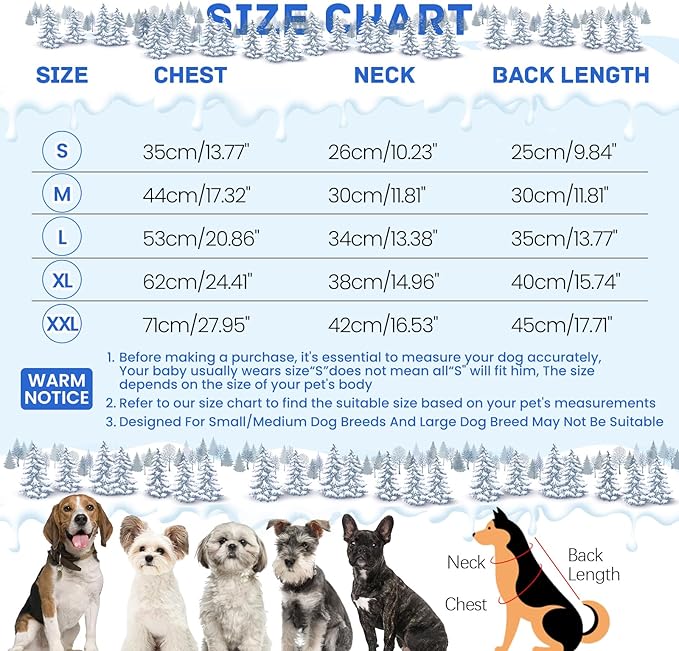 BRKURLEG Blue Dog Winter Coat, Cozy Winter Dog Jackets, Small Dogs Coat with Harness, Onesie Body Warm Puppy Christmas Jacket, Pet Reflective Cold Weather Jackets, Puppy Four-Legged Puffer Coats, XL