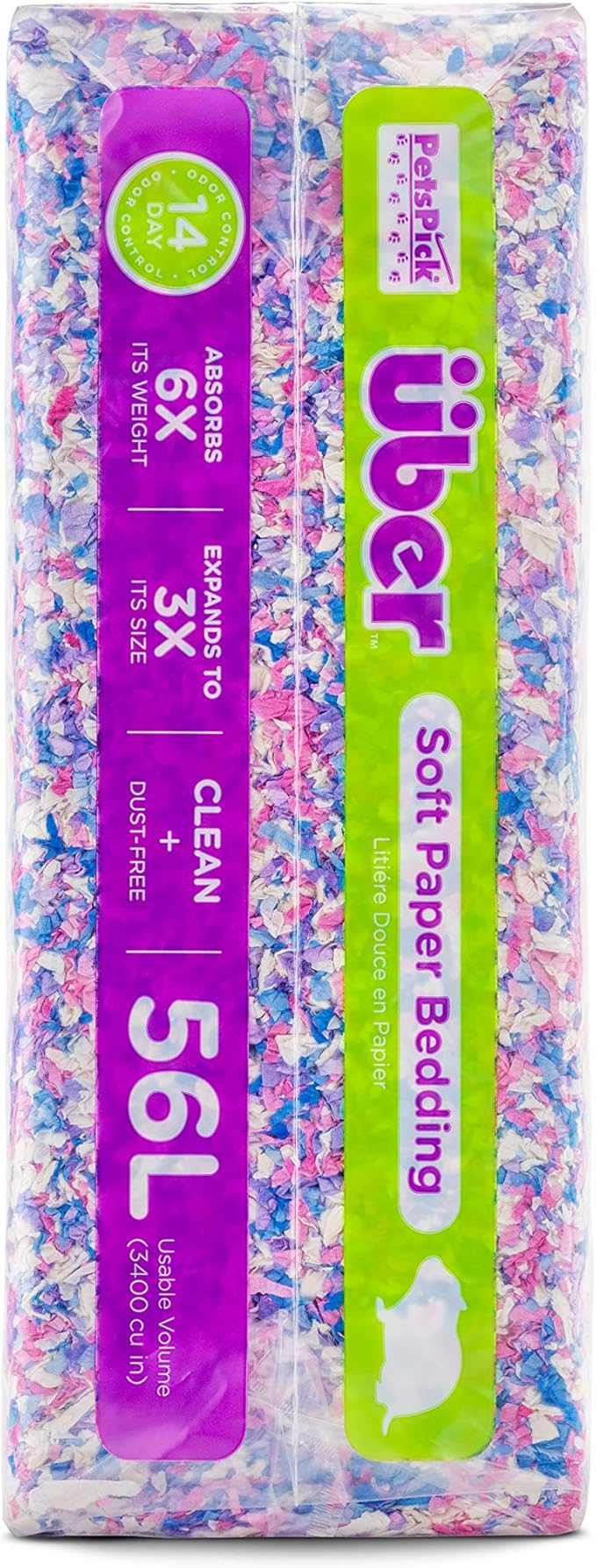 PETSPICK Uber Soft Paper Pet Bedding for Small Animals, Confetti, 56L