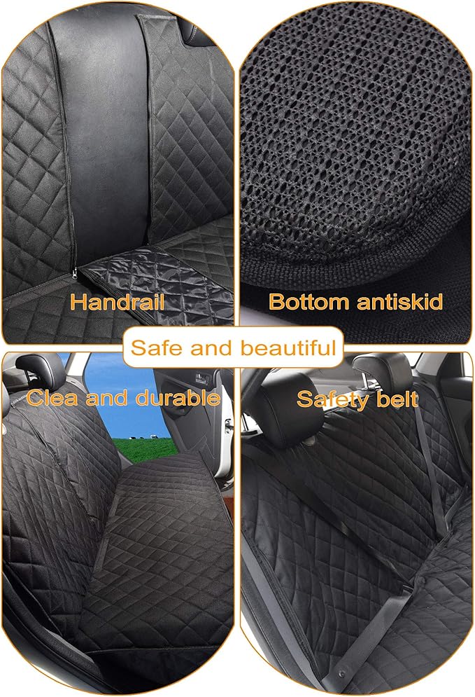 JSTHT Dog Seat Cover, 100% Waterproof Bench Seat Cover Protector Scratch Proof Nonslip Durable Soft Pet Back Seat Covers for Cars Trucks & SUV