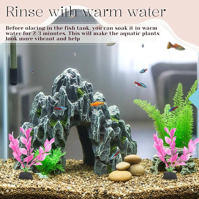 2 Pcs 4 Inch Small Aquarium Plants for Betta Fish Tank, Aquarium Plants Decorations Fish Tanks Plants Leaf Hammock Water Grass Decoration(Pink)