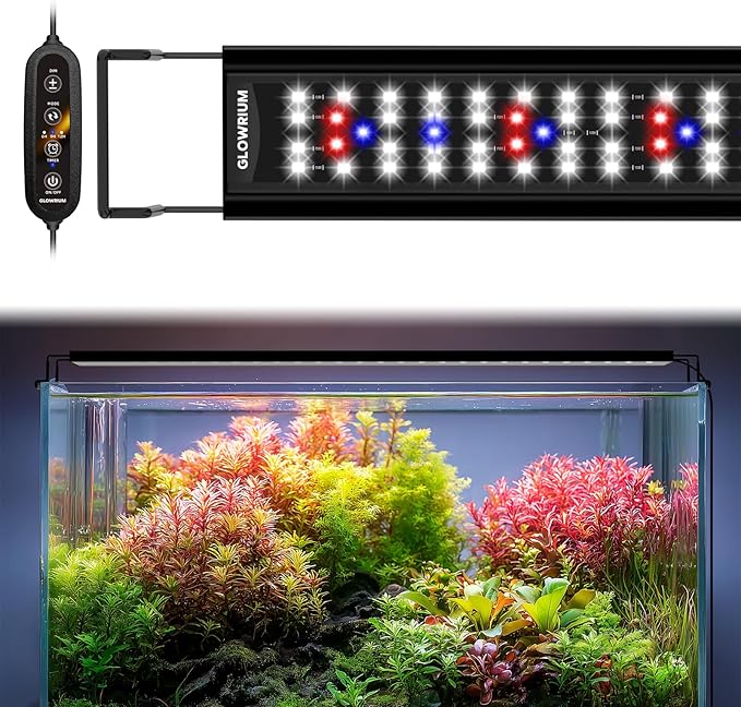 GLOWRIUM Aquarium Light, LED Full Spectrum Freshwater Fish Tank, infinitely dimmable, Fish Tank Light with auto-on/Off Timer (36-41 in)