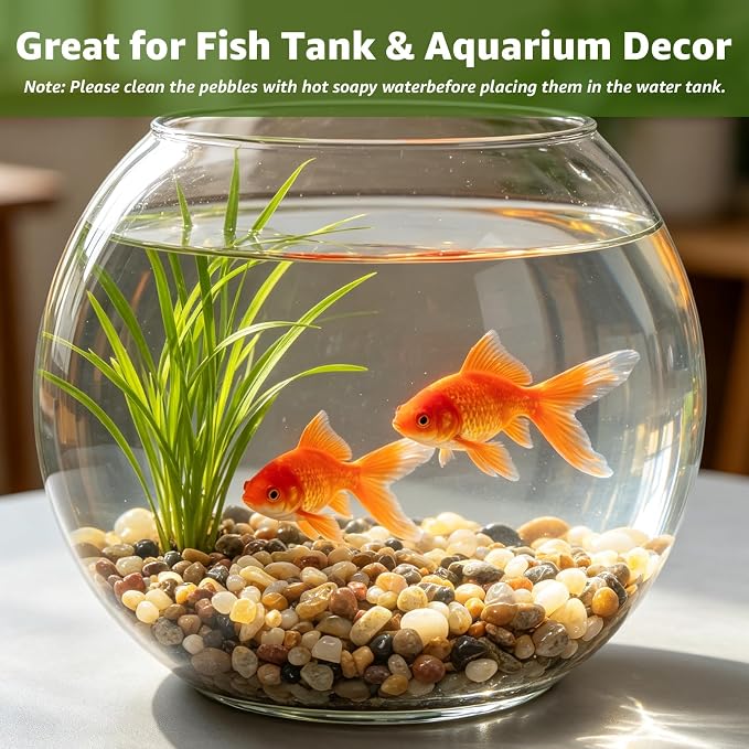 2lbs Aquarium Gravel, 1/5''(5mm) Pea Gravel-Natural River Pebbles | Water-Washed, Undyed and Uncoated, for Freshwater Tanks, Turtle Habitats, Planted Displays and Stream Layouts