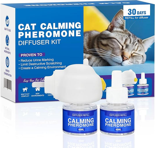 Cat Calming Diffuser Pheromones Effectively Relieve Anxiety Stress Cat Pheromones Calming Diffuser Refill Comfort for Cats Reduce Fighting Spraying Scratching Calm Relaxing