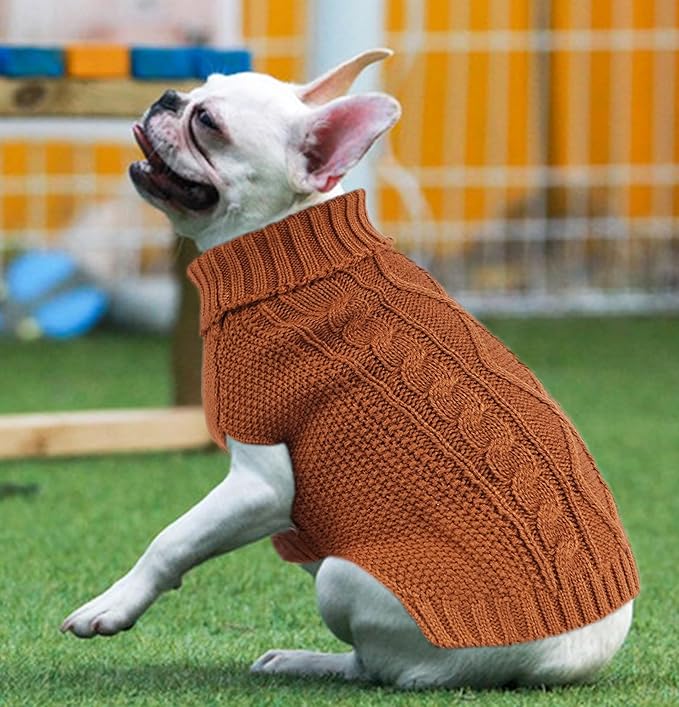 Brown Dachshund Sweater - Sleeveless, Warm Pet Clothes for Small Dogs, Boys & Girls - Thanksgiving (Medium)