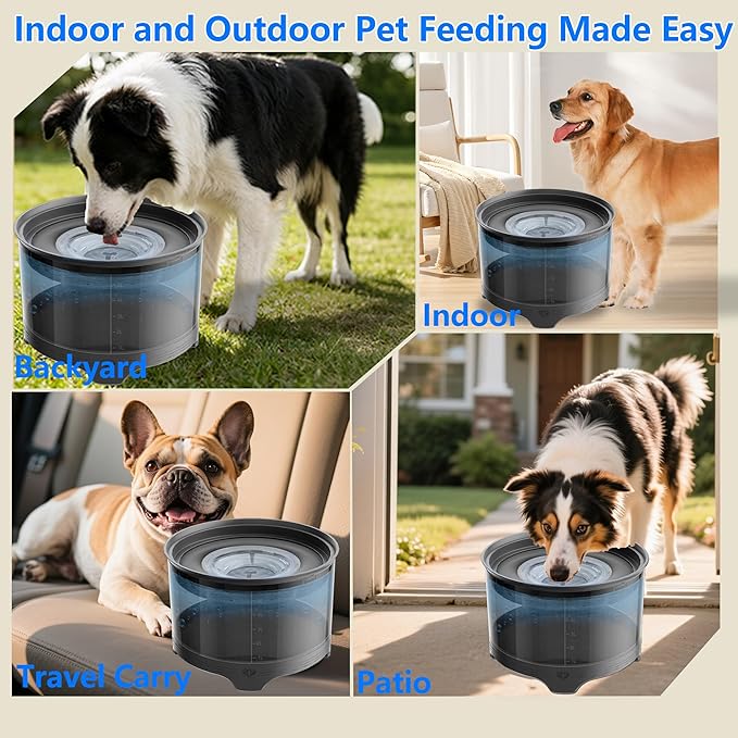 5.5L No Spill Water Bowl for Dogs, 1.45Gallon No Splash Large Dog Water Bowl with Floating Disk, Spill Proof Slow Drinking Dog Bowl for Messy Drinkers and Senior Dogs Indoor/Outdoor Use Gray