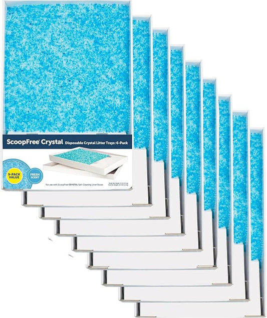 PetSafe ScoopFree Disposable Crystal Cat Litter Tray - Easy Cleaning Box - Refill Tray for Automatic Litter Box - Fresh Scent - 4.3 lb Bags - 9 Pack
